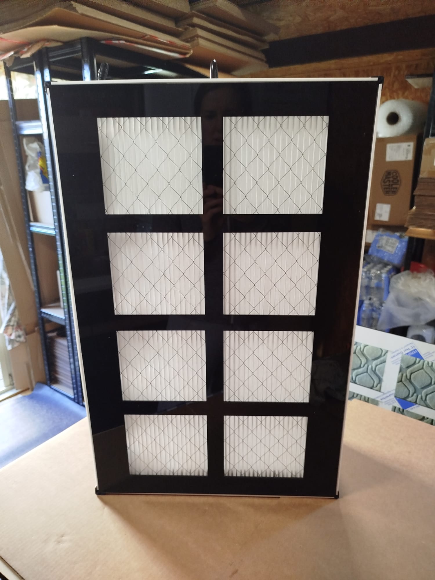 Protective mesh filter cover for Luggable air purifier installed UK