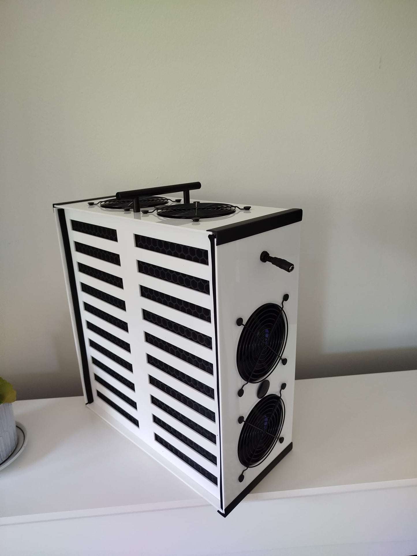 Luggable Carbon air purifier — side view showing carbon filter slots