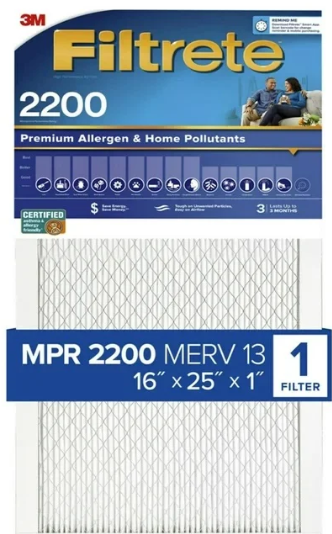Pair of 3M Filtrete MERV13 16x25x1 replacement filters — 2 filters per pack